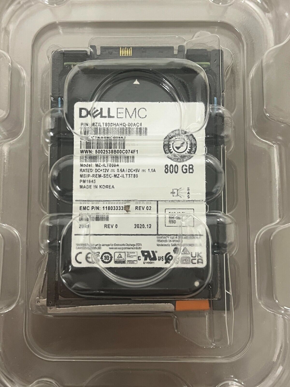 NEW DELL EMC 800GB SAS MZ-ILT800A 118033339 SSD MZ-ILT800AHAHQ PM1645 005053051