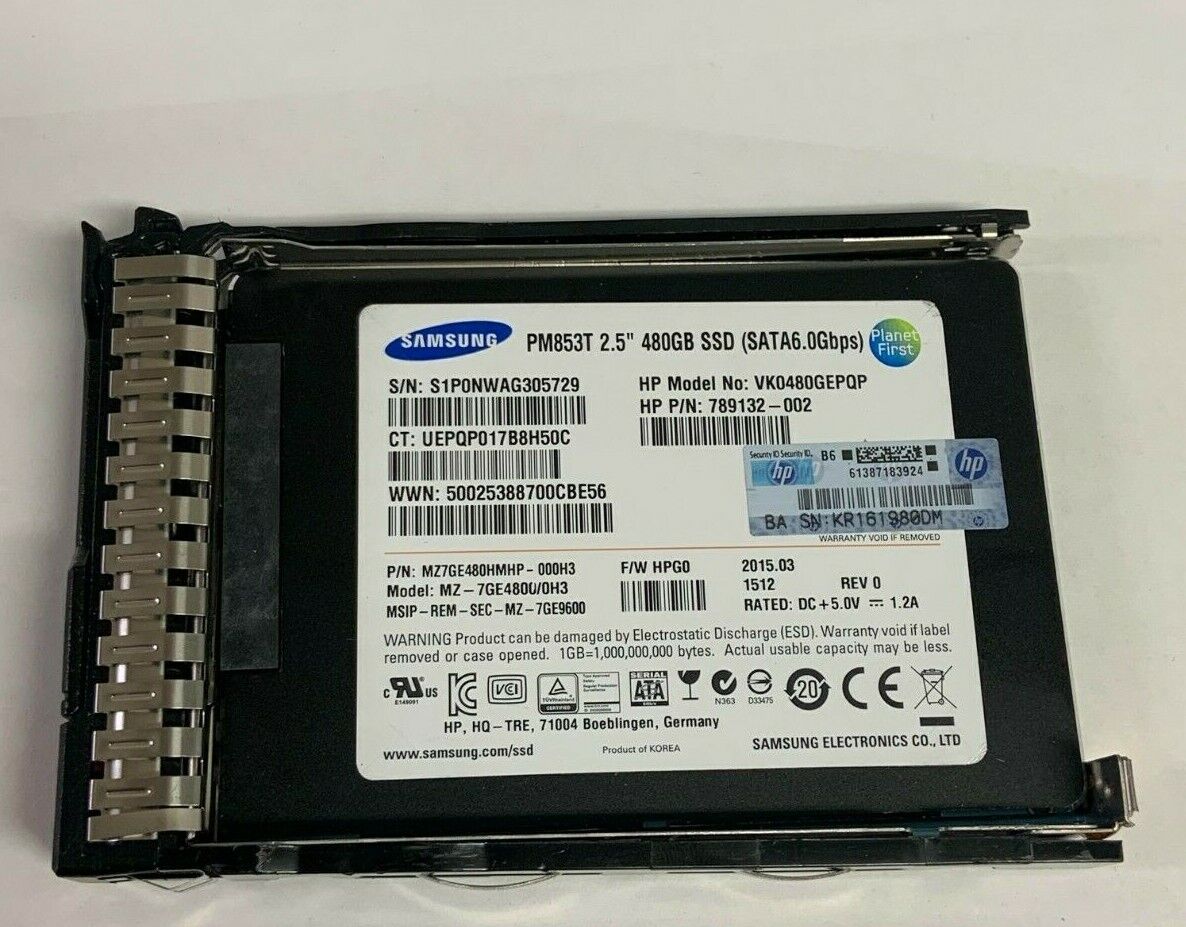HP Samsung 789132-002 480GB SATA 6G Read Intensive-3 SFF 2.5" SSD 816899-B21 W/