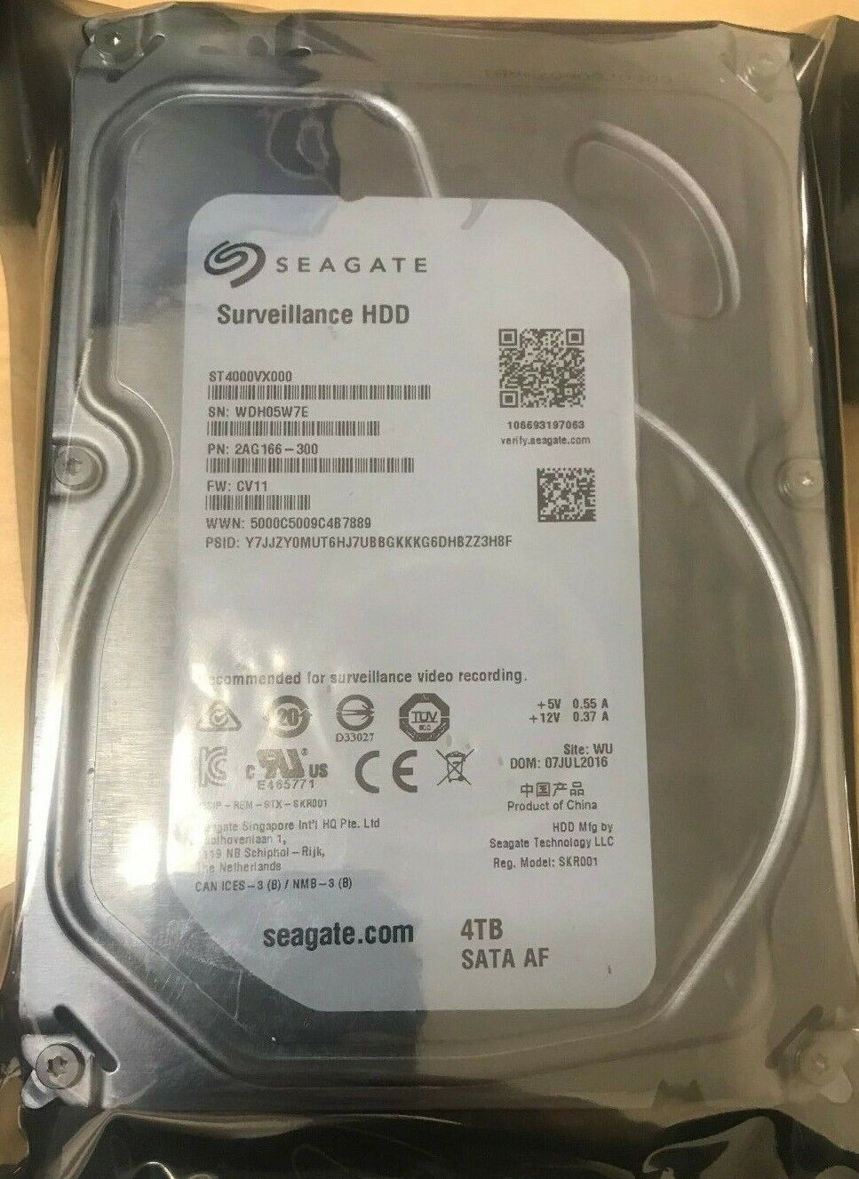 Seagate 4TB Surveillance ST4000VX000 4TB 5900 RPM 64MB Cache SATA 6.0Gb/s 3.5"