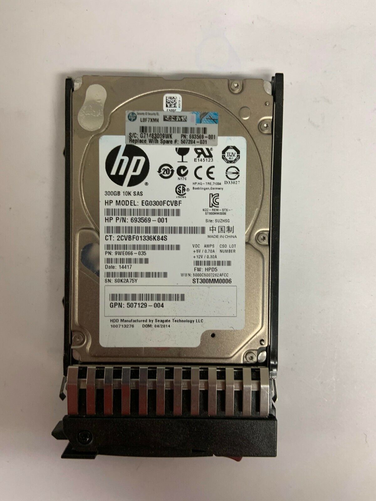 693569-001 HPE 300GB 6G 10K rpm SFF (2.5-inch) SAS HARD DRIVE