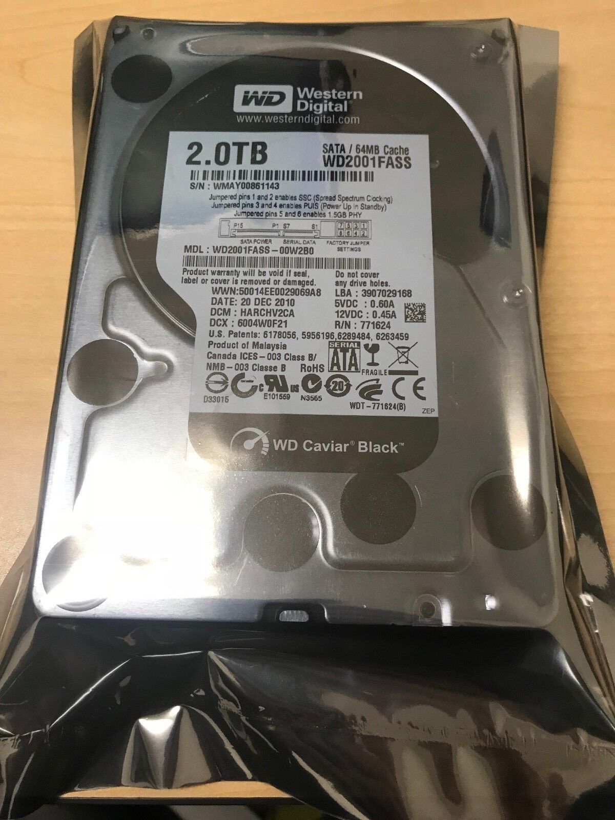 WD WD2001FASS 2 TB Caviar Black SATA 3 GB/s 7200 RPM 64 MB Cache Hard Drive hdd