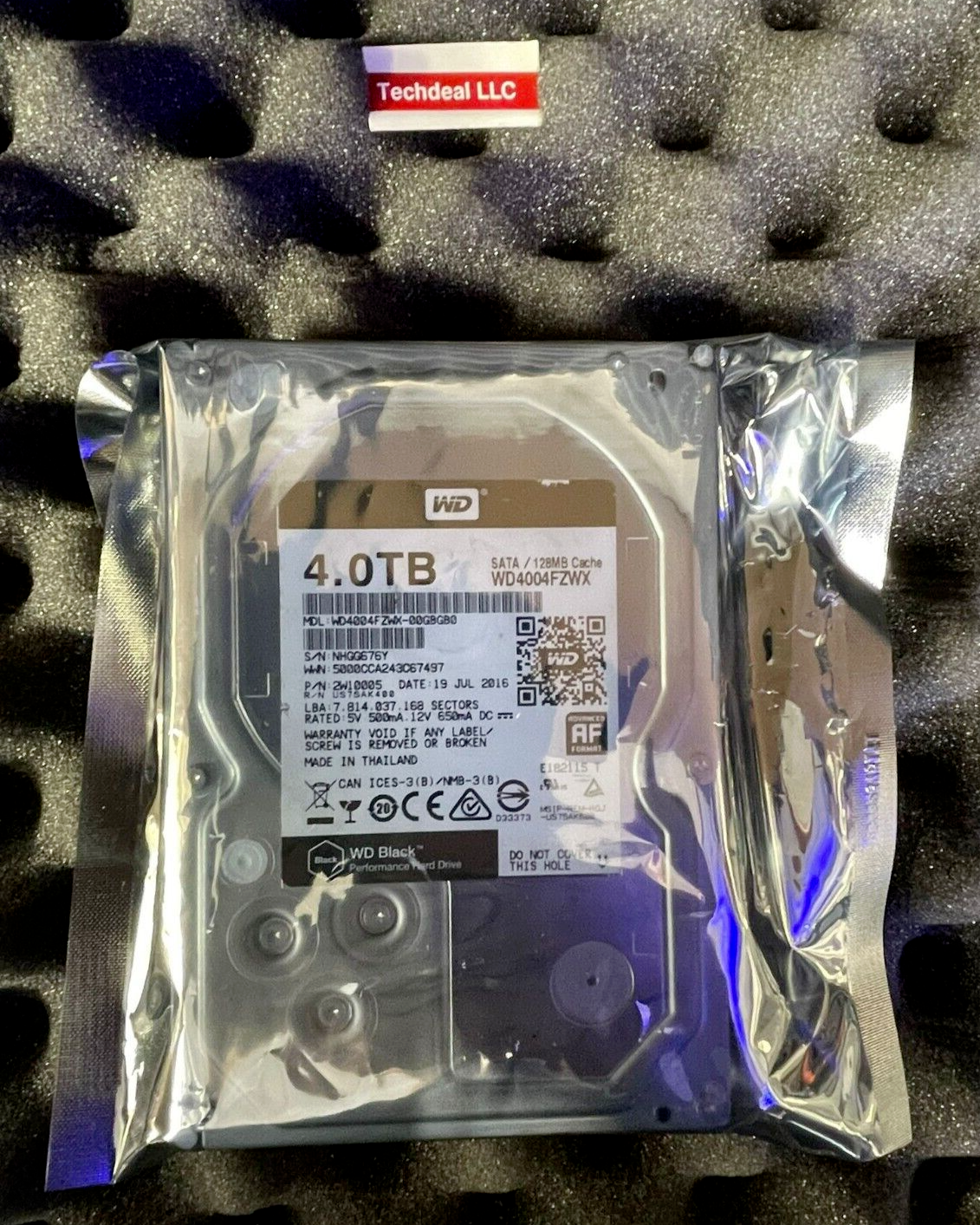 Western Digital WD Black HDD WD4004FZWX 4TB w/ 128MB Cache 6Gb/s 7200rpm 3.5"