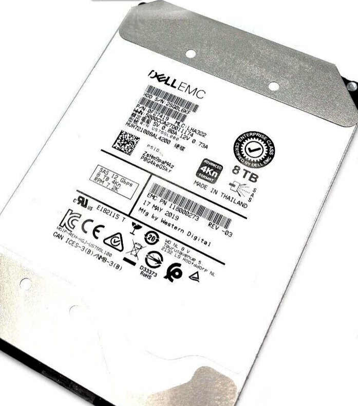 Dell EMC 0F27419, HUH721008AL4200, 3.5" 8TB 12Gb/s 7.2K rpm SAS