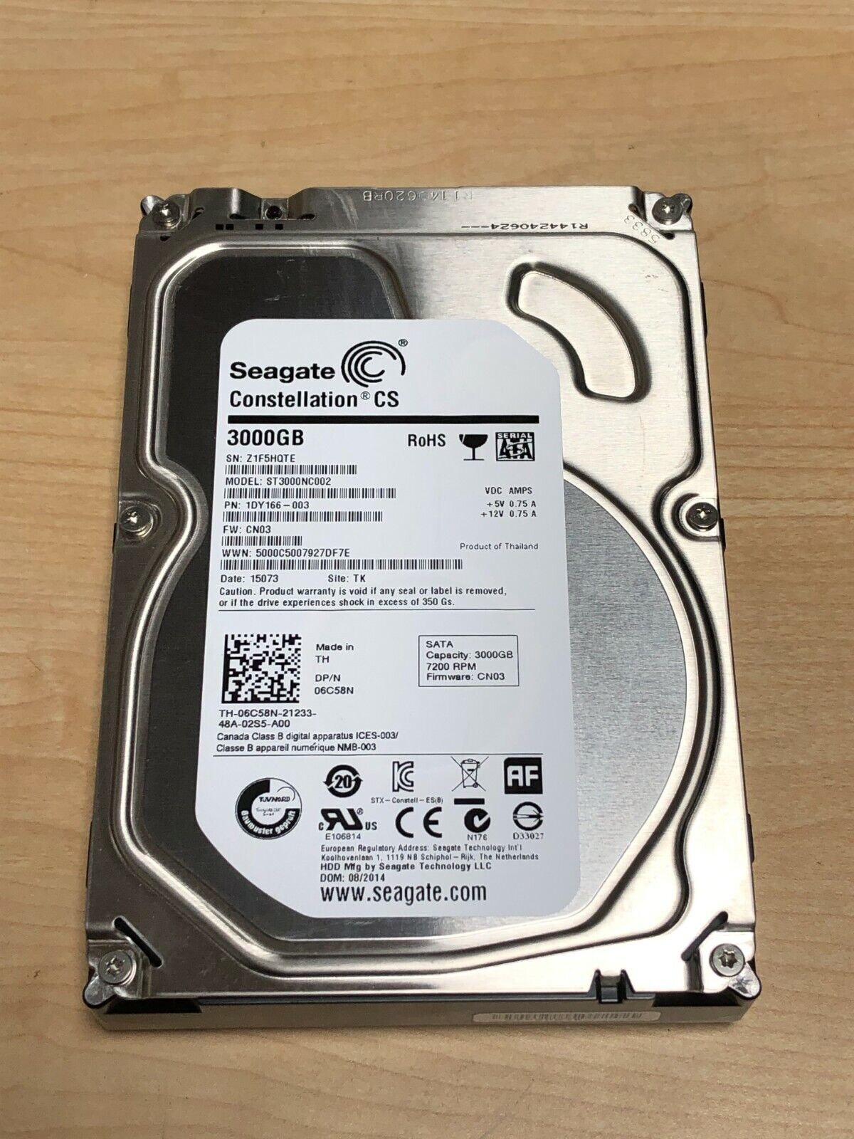 6C58N Dell 3TB 7200RPM SATA 6Gbps 64MB Cache 3.5" Hard Drive ST3000NC002