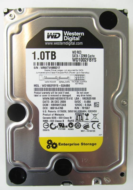 Western Digital WD1002FBYS-02A6B0 3.5in 1TB 7.2K SATA RE3 32MB Cache HDD