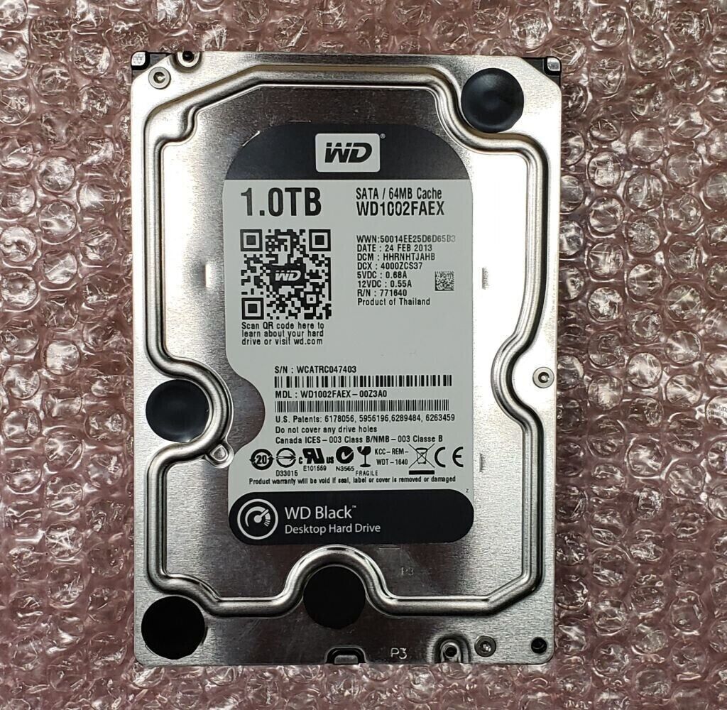 Western Digital Black 1TB 3.5" SATA III desktop hard drive WD1002FAEX,