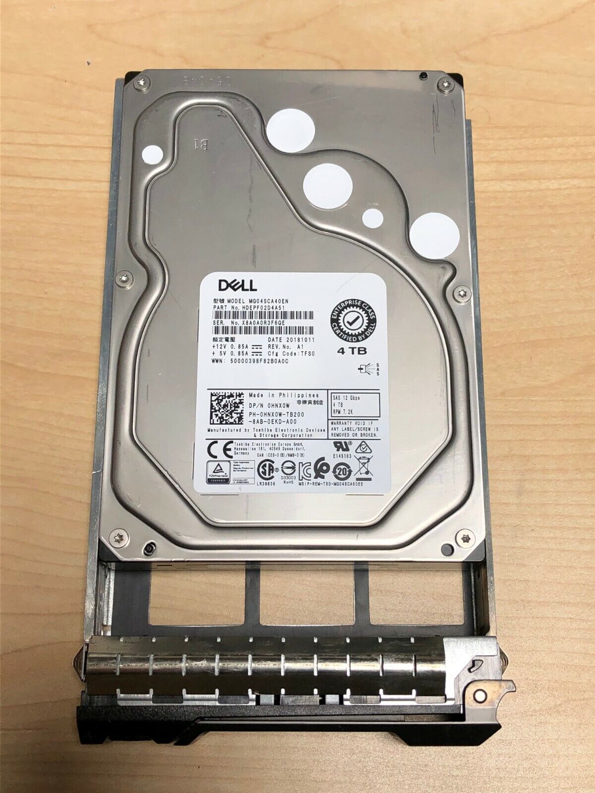 Dell Enterprise HNX0W 4TB 7.2K 12Gpbs SAS 3.5" LFF Hard Drive R420 R510 R520