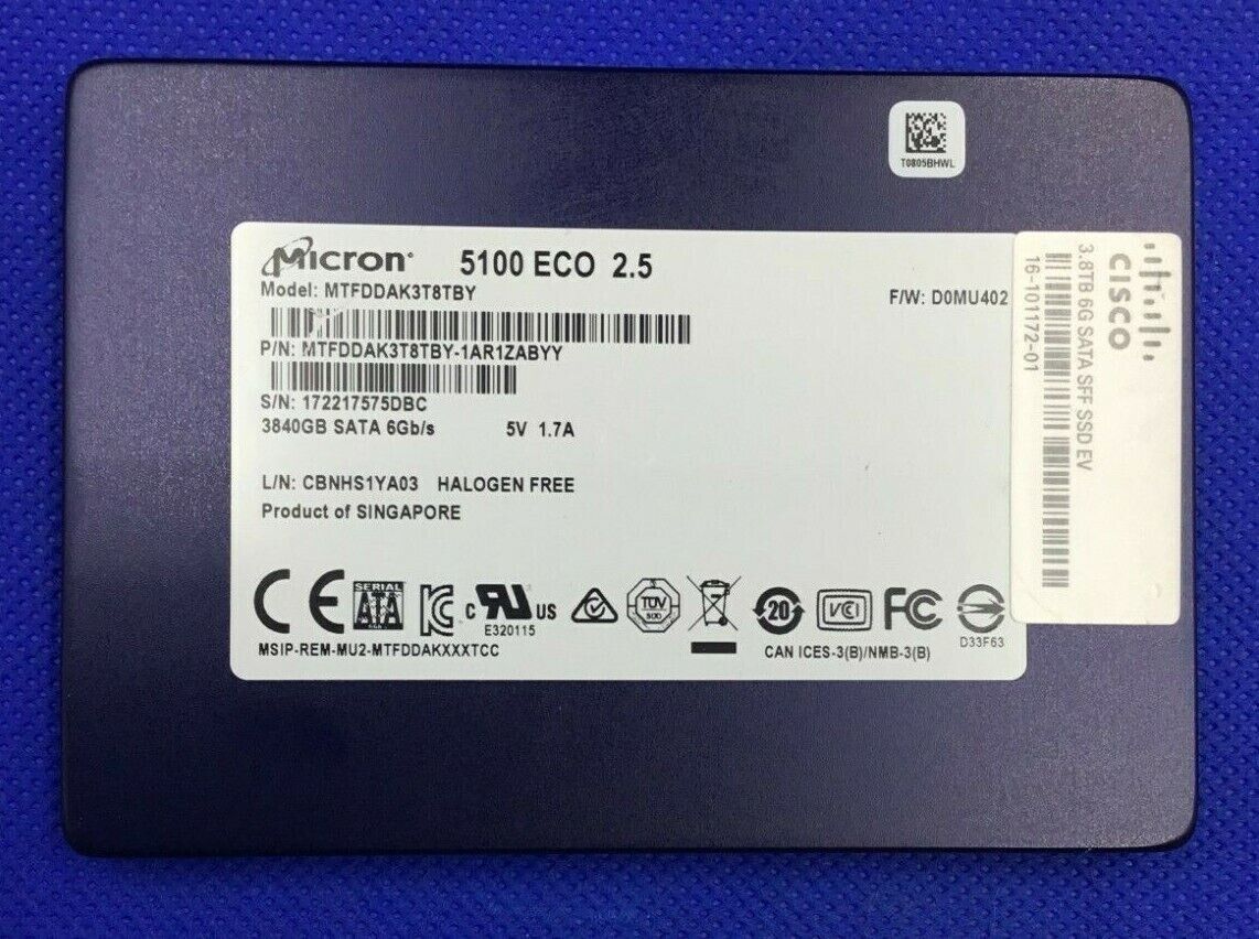 MTFDDAK3T8TBY MICRON 5100 ECO 3.84TB SATA 2.5IN SSD HDD hard drive Solid state