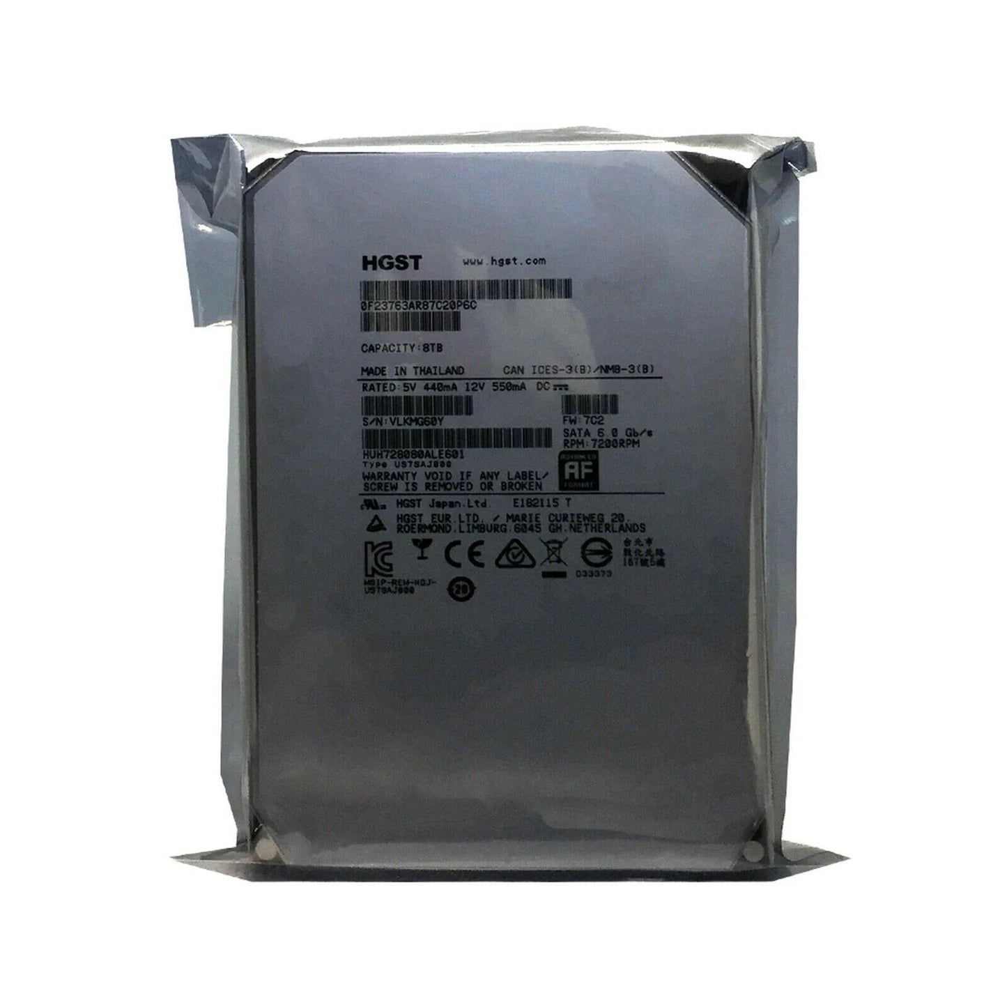 HGST HUH728080ALE600 8TB 7.2K 6G 128MB 3.5" SATA Hard Drive 0F23267 HDD warranty