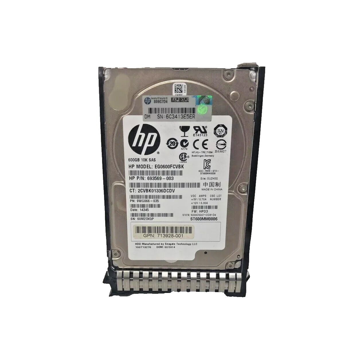 HP EG0600FCVBK 713964-001 653957-001 693569-003 600GB 10K 6G 2.5" SFF SC SAS HDD