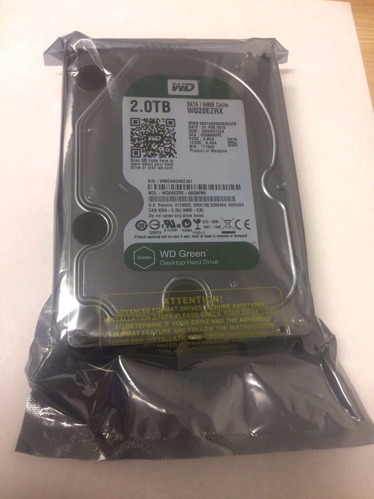 Western Digital WD Green WD20EZRX 2TB 3.5" 6.0Gb/s SATA Internal Hard Drive