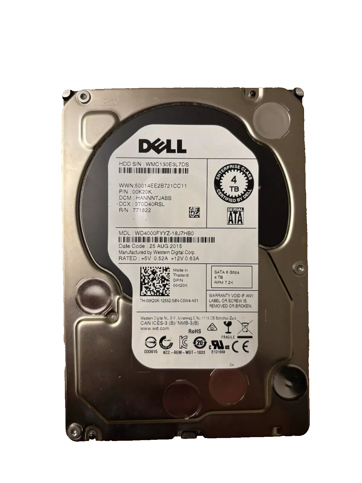 Western Digital WD Re Enterprise 4TB 7.2K 64MB SATA 3.5" WD4000FYYZ NAS 00k20k