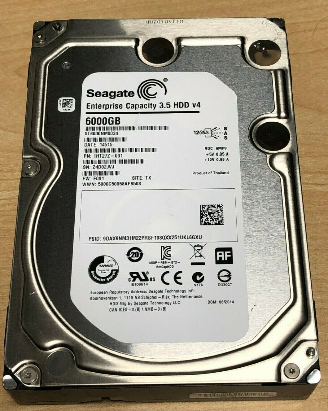 Seagate Enterprise Capacity ST6000NM0034 6TB 7.2K RPM SAS-12Gb/s 128MB 3.5" HDD