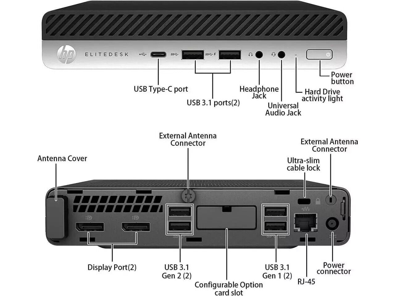 HP EliteDesk 800 G5 i5-8th Mini Desktop PC 32GB DDR4 1TB SSD 2.5 W 11 pro WIFI
