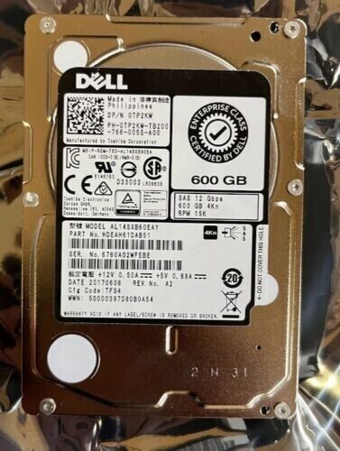 New TP2KW Dell 600gb 15K SAS 12GBPS 4kn 2.5-inch Enterprise Server Hard Drive