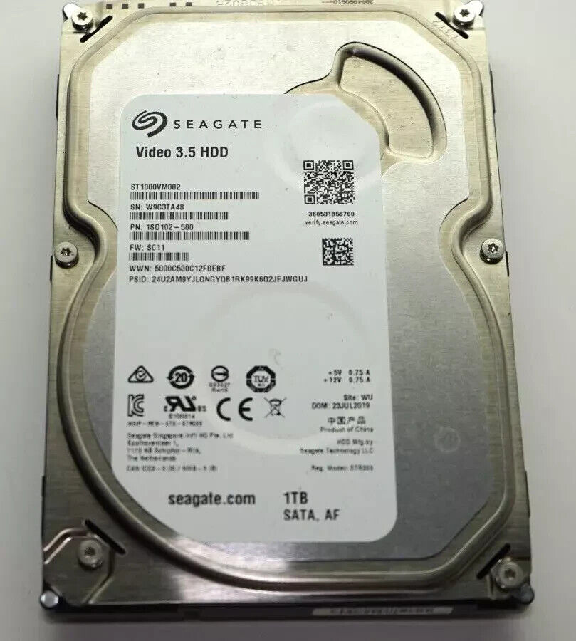Seagate Video 3.5 Hard Drive ST1000VM002, 1000GB/1TB, SATA 6Gb/s NCQ Hard Drive