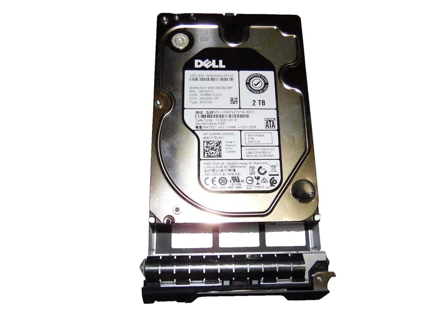 2TB 7.2K 6Gb DELL HDD SATA 3.5" GEN 11 12 13 SERVER POWEREDGE V9H6C HUS722T2TALA