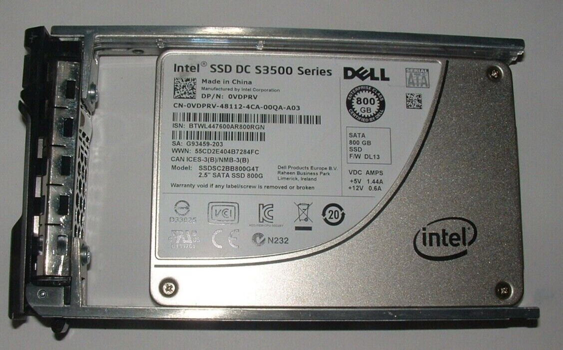 Intel SSDSC2BB800G4T S3500 Series 800GB SATA 2.5'' SSD (Dell VDPRV) with Tray