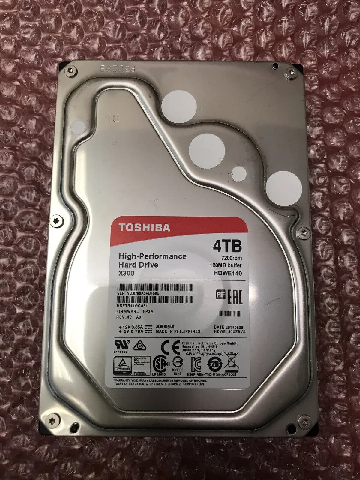 Toshiba X300 4TB High-Performance 3.5" HDD | HDWE140 | HDETR11GCA51