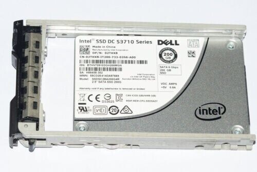 2THX8 Dell Intel S3710 200GB SSD SATA 6Gb/s 2.5in SSD SSDSC2BA200G4R 02THX8 HDD