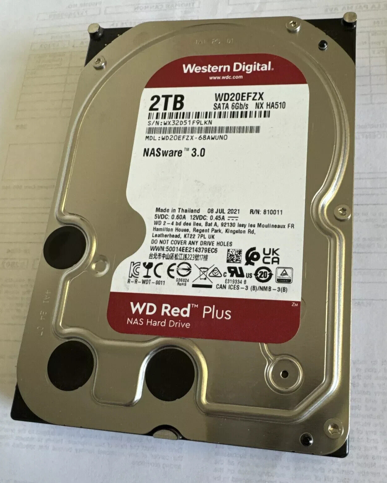 Western Digital 2TB WD Red Plus NAS HDD, Internal 3.5'' Hard Drive - WD20EFZX