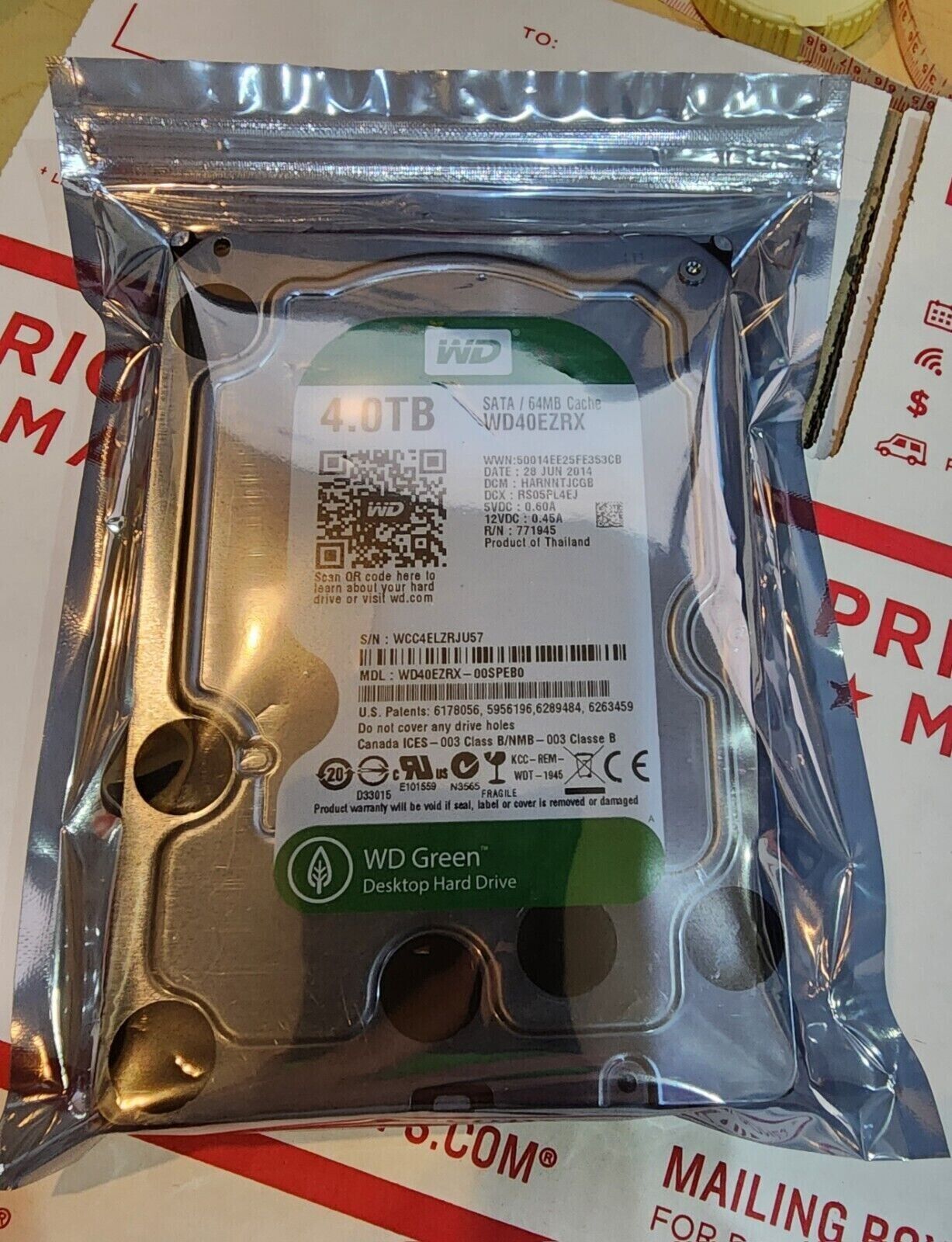 Western Digital Green 4TB 5400RPM SATA 6Gbps 64MB Cache 3.5" HD (WD40EZRX)