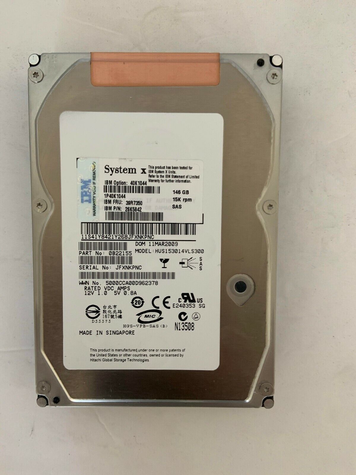 IBM 146GB Internal 15000RPM 3.5" (40K1044) HDD 39R7350