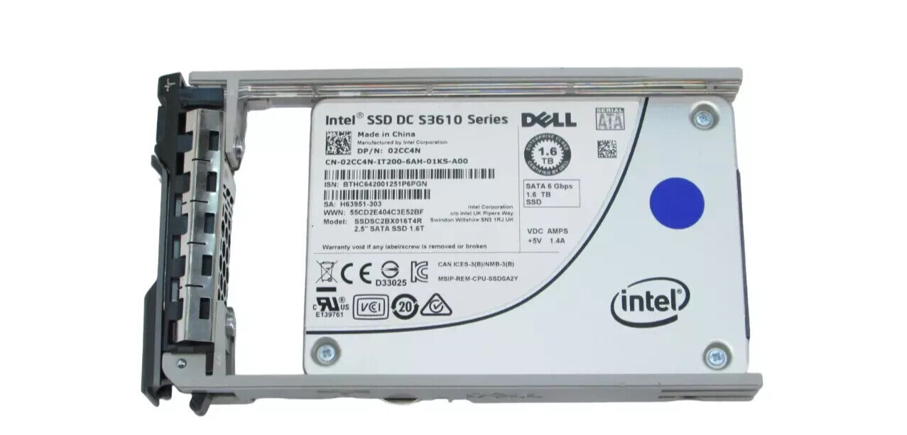 Intel DC S3610 Series 1.6TB 6Gbps SATA 2.5" Solid State Drive Grade B 02CC4N