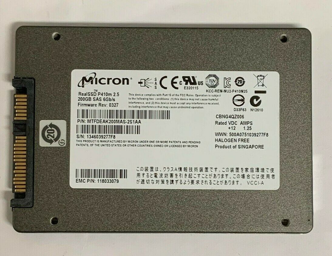 MTFDEAK200MAS-2S1AA MICRON RealSSD P410M 200GB SAS SSD 2.5" 6gb/s