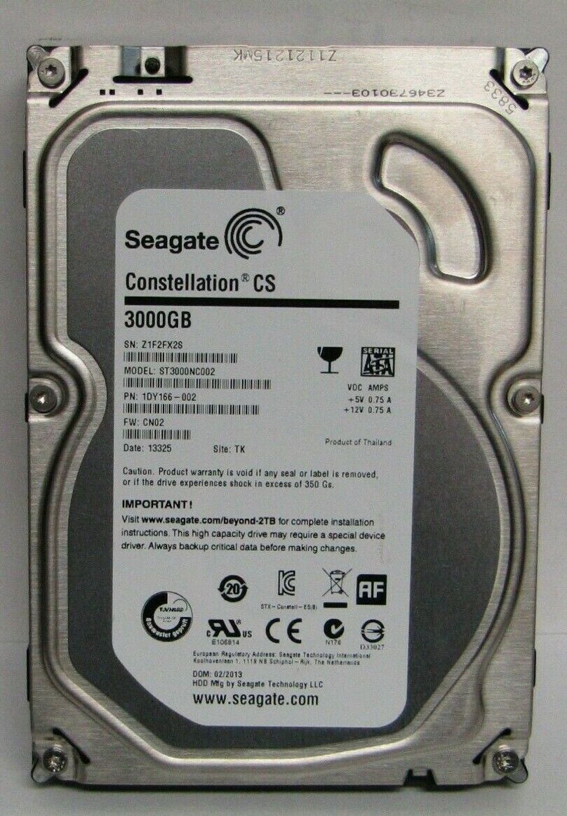 Seagate Constellation CS 3TB 7.2K 64MB SATA ST3000NC002 3.5" Hard Drive