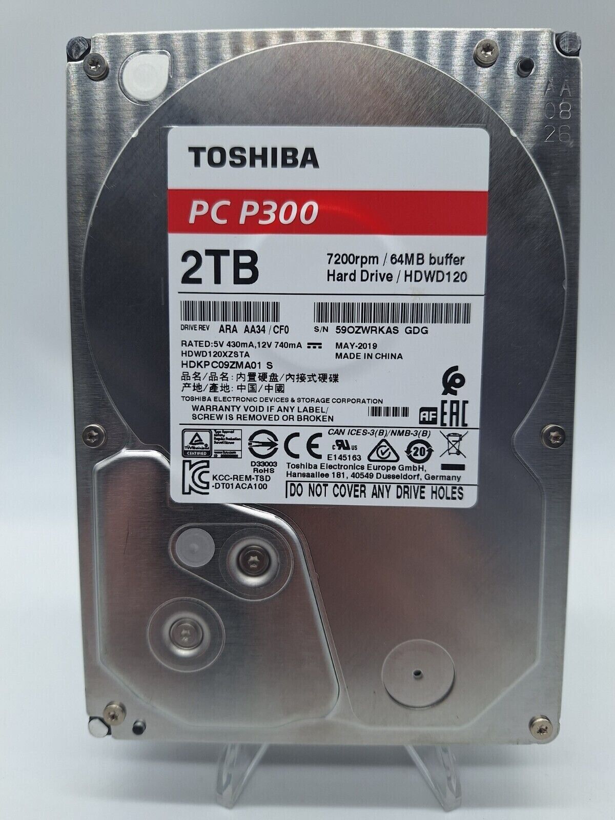 Toshiba HDWD120 P300 2TB SATA 3.5 7200 64MB Hard Disk Drive HDWD120XZSTA HDD