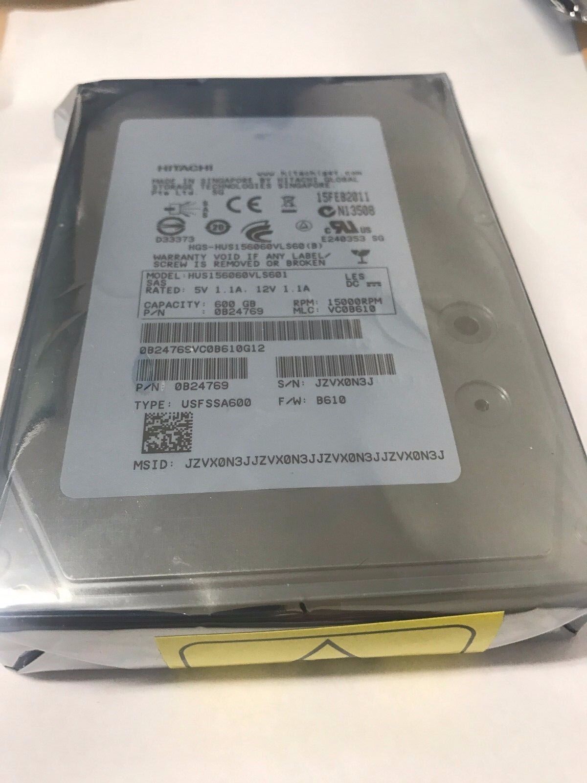600GB 15K SAS 3.5" Internal Hard Drive 0B24769 HUS156060VLS601 15K600 enterprise