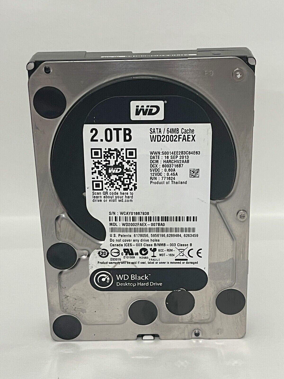 WESTERN DIGITAL WD2002FAEX-007BA0 2TB 3.5 SATA HARD DRIVE HDD black WD 7200RPM