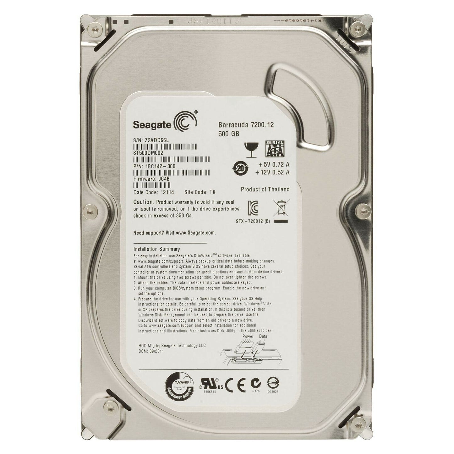 Seagate Barracuda 7200.12 500GB 7200RPM SATA 6Gbps 16MB Cache 3.5" ST500DM002