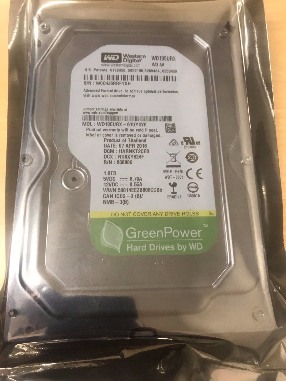 LOT of 100 Western Digital WD10EURX 1TB 3.5" SATA 6.0Gb/s Hard Drive CCTV DVR