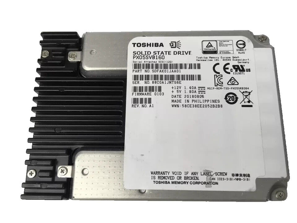 Toshiba SSD PX05SVB160 1.6TB SAS 2.5" 12Gbs Server Solid State Drive