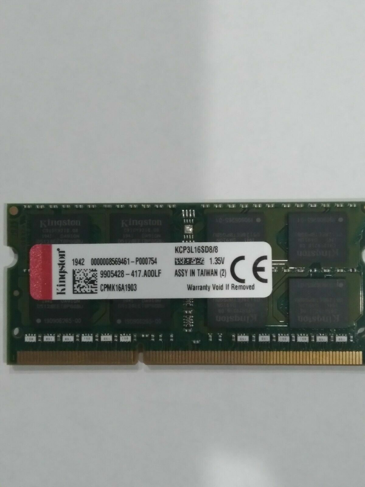 Kingston 8GB PC3-10600 DDR3-1333MHz non-ECC Unbuffered SoDIMM 204pin KCP313SD8/8