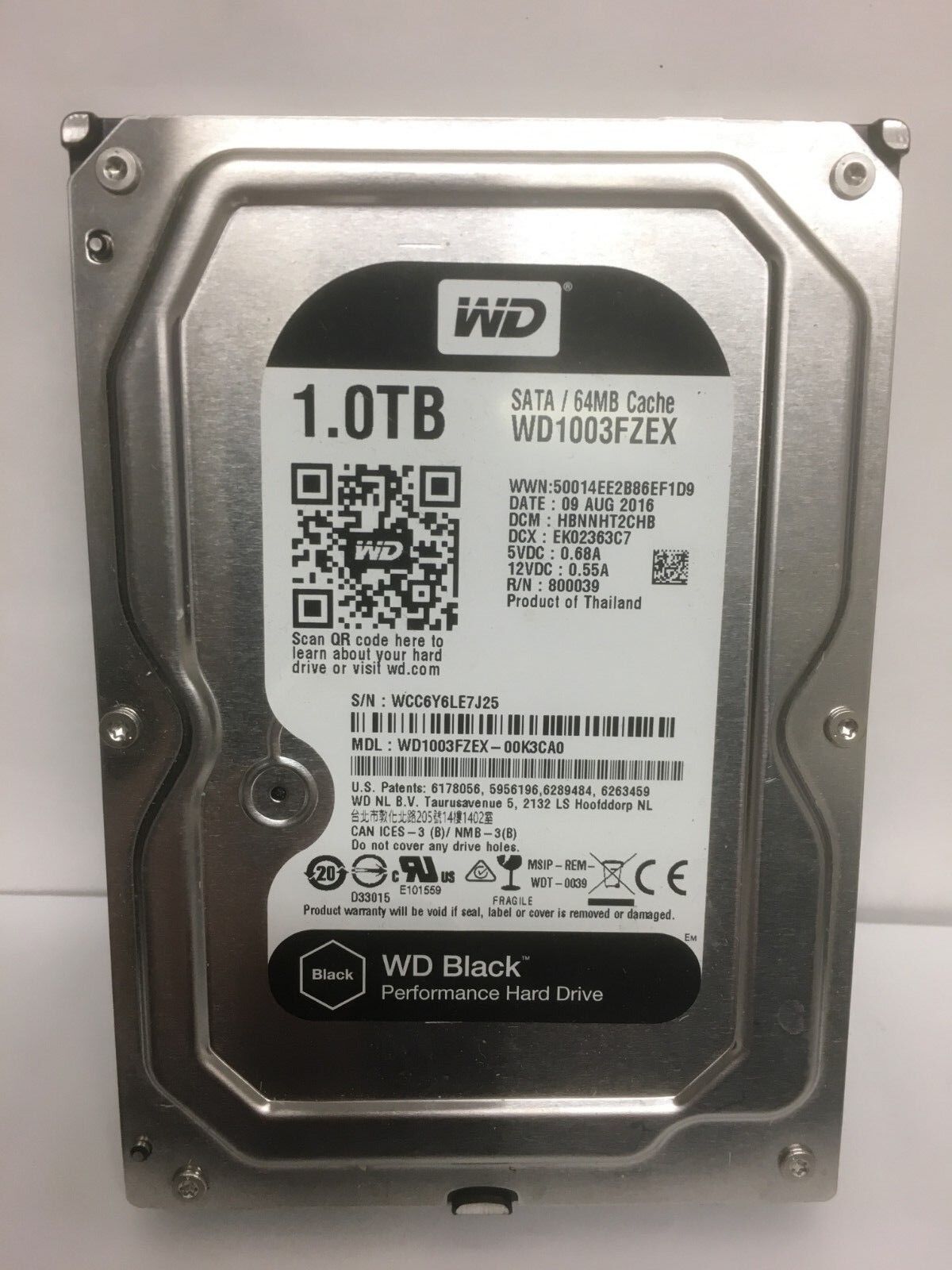 WD Black 1TB Performance HDD 7200RPM SATA 6Gb/s 64MB 3.5" WD1003FZEX