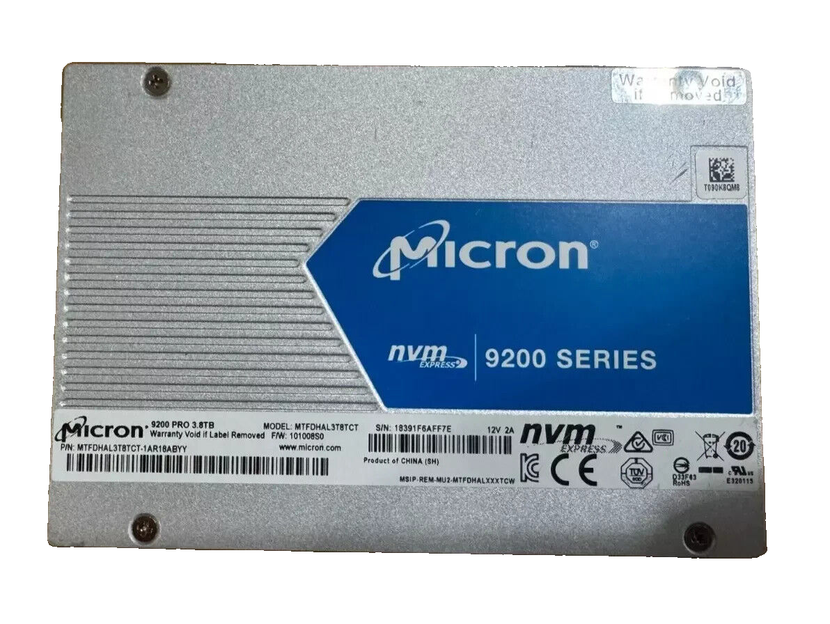 Micron 9200 PRO 3.84TB PCIe NVME U.2 2.5" SSD MTFDHAL3T8TCT Dell 3FG6P
