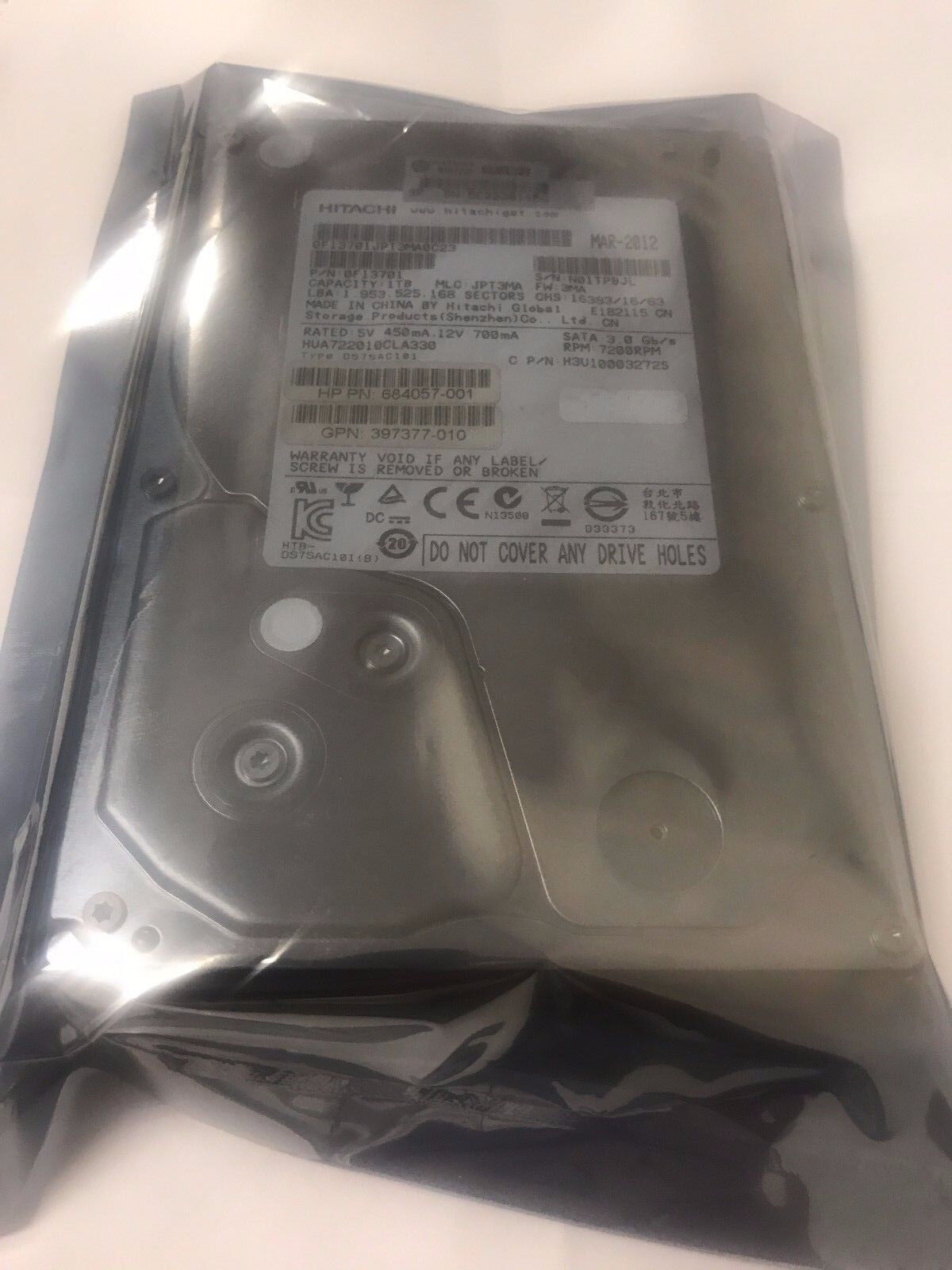 HP 1TB 3G 7.2K 3.5" SATA 684385-B21 684427-001 684057-001 HDD HARD DRIVE tested