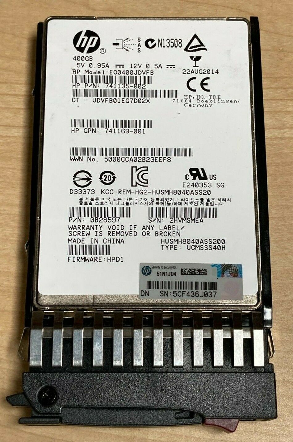HP 741169-001 400GB 12G SAS HE 2.5IN 741153-B21 741231-001 HUSMH8040ASS200