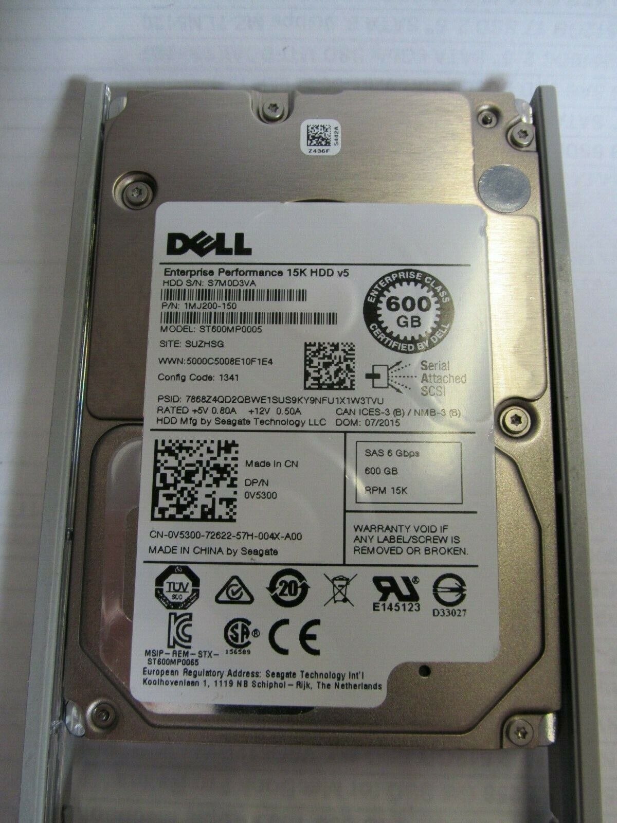 V5300 DELL SEAGATE 600GB 15K SAS 6Gb/s 2.5" HDD ST600MP0005 0V5300 Server