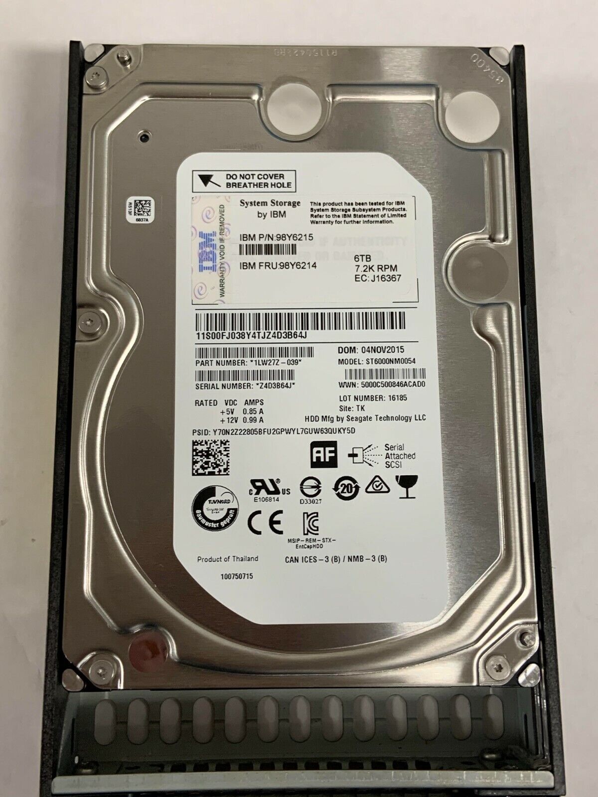 IBM 98Y6214, 98Y6215 6TB 7.2K 12GBPS 3.5" HDD Sas-12gbps 512e 128mb