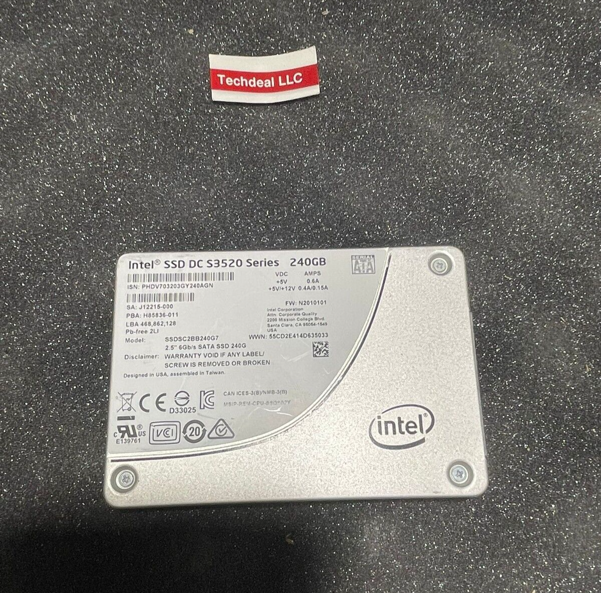 Intel SSD DC S3520 240GB series 6Gb/s 2.5" SATA SSD SSDSC2BB240G7 Drive