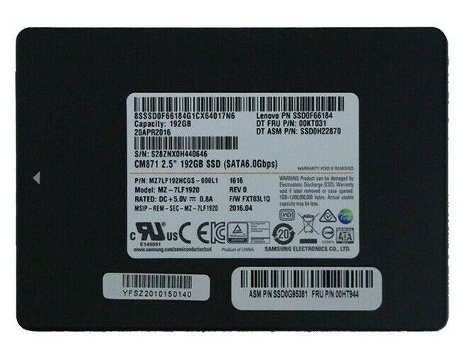 Samsung MZ-7LF1920 CM871 192GB 2.5" SATA III HDD Solid State hard Drive SSD