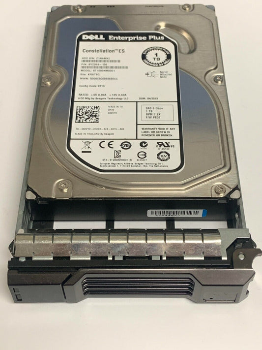 62VY2 DELL CONSTELLATION ES.1 1TB 7.2K 6G LFF 3.5 SAS HARD DRIVE 062VY2 W/ TRAY