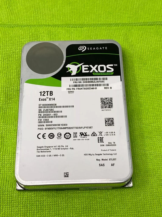 SEAGATE EXOS X14 ST12000NM0038 12TB 7.2K RPM HARD DRIVE 3.5" SAS 12Gb/s 512g 4KN