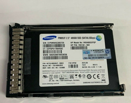 HP Samsung 789132-002 480GB SATA 6G Read Intensive-3 SFF 2.5" SSD 816899-B21 W/