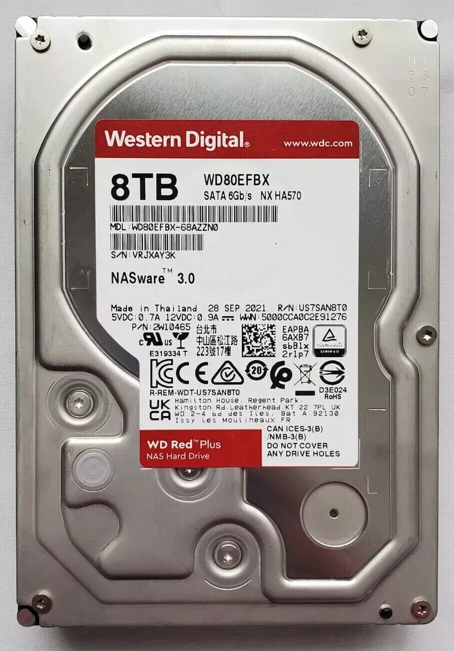 Western Digital 8TB, Internal, 3.5 inch (WD80EFBX) Hard Drive