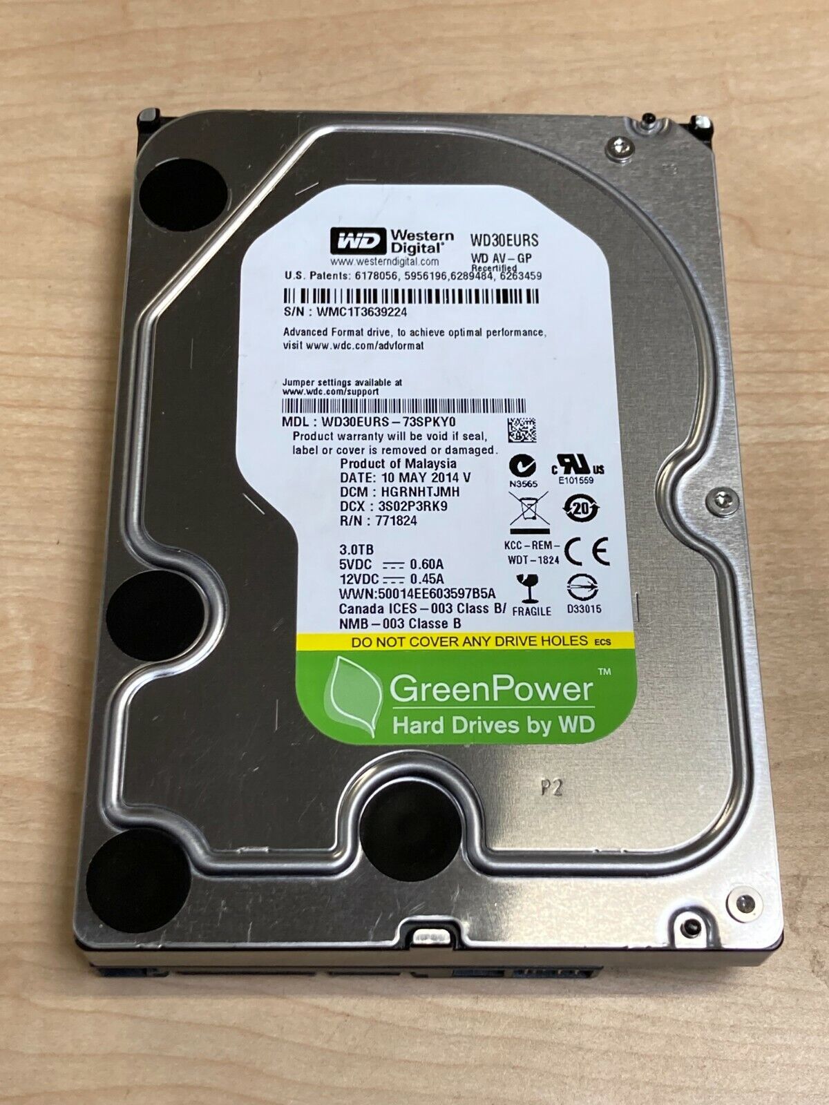 Western Digital WD 3TB  WD30EURS 3.5" SATA 7200 RPM AV-GP Tivo DVR  Green  HDD